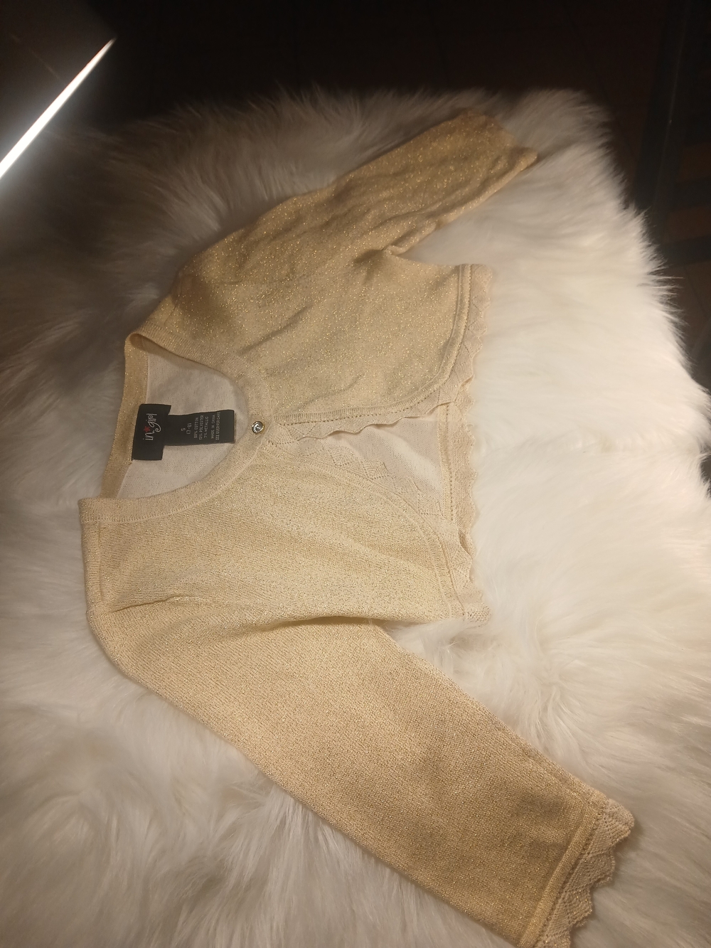 Girl's Gold Metallic Shimmer Sweater